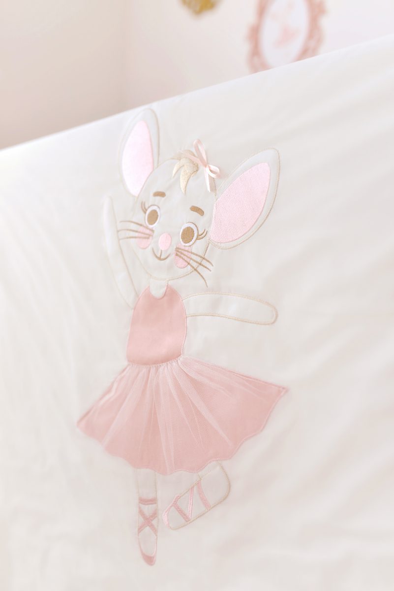 hímzett balerina mintás rózsaszín ágytakaró, Tutu Cute, tiszta pamut