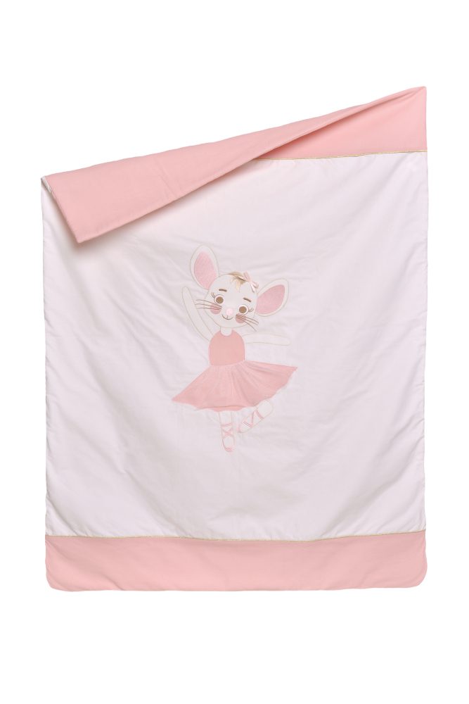hímzett balerina mintás rózsaszín ágytakaró, Tutu Cute, tiszta pamut