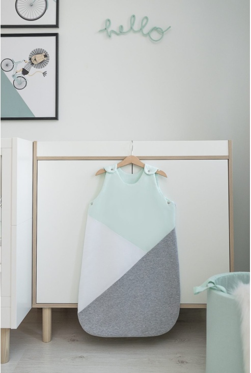 Sleeping bag geometric mint white grey
