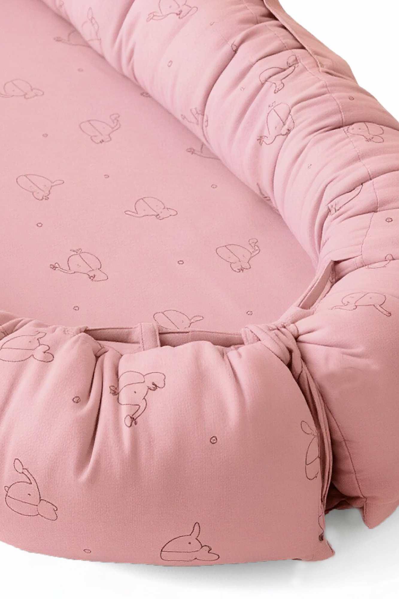 Babafészek elephant dark salmon puha géz anyagból megkötővel szabályozható - Image 2