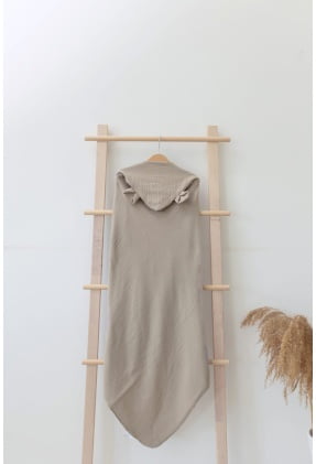 Bear hooded towel muslin sand
