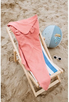 Bear hooded towel muslin old rose