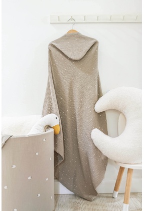 Bear hooded towel muslin dots